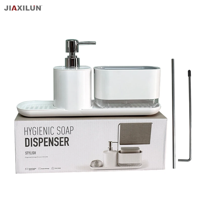 Updated New Kitchen Dishes Washing Soap Dispenser with Sponge Holder and Extra Organizer 2024 Hot Product Liquid Soap Dispenser