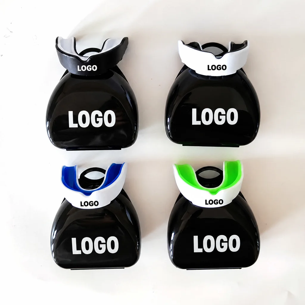Custom Logo Dual Color Sports Mouth Guard EVA Dental Protector Boil and Bite Teeth Grinding Protection