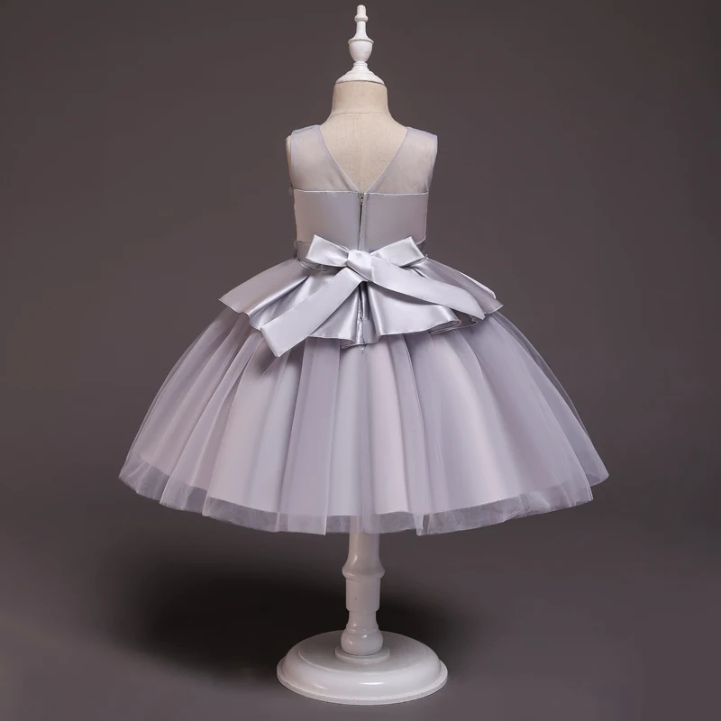 Детское газовое платье принцессы нарядное платье с аппликацией 1704