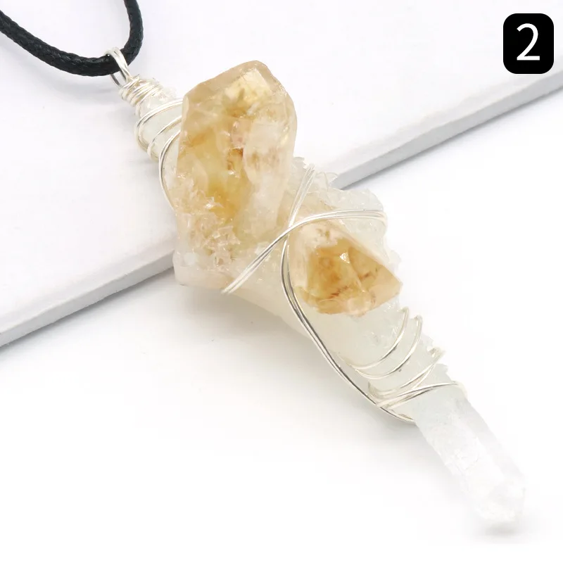 Rough Shungite, White Quartz, Citrine Pendant 2