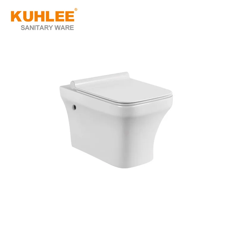 Square Flushing System Ceramic Bathroom Wall Mount WC Bowl P-Trap 180mm Wall Hung Toilet