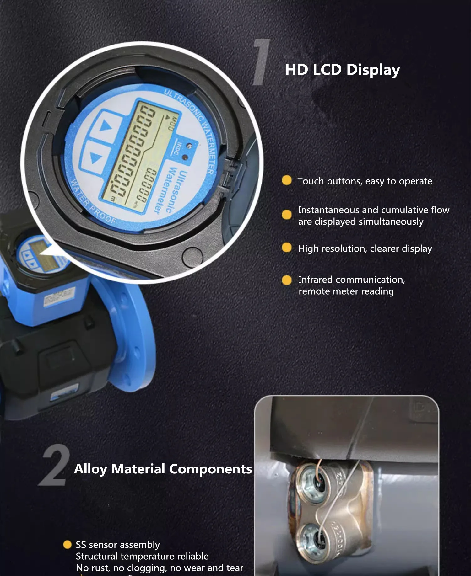 High Performance IP68 Protection RS485 Ultrasonic Water Meter DN80