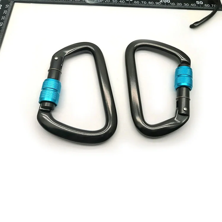 BT-L02 25KN Black 7075 Tension Carabiner Outdoor Snap Hooks Locking Carabiner Hook Custom Climbing Carabiner