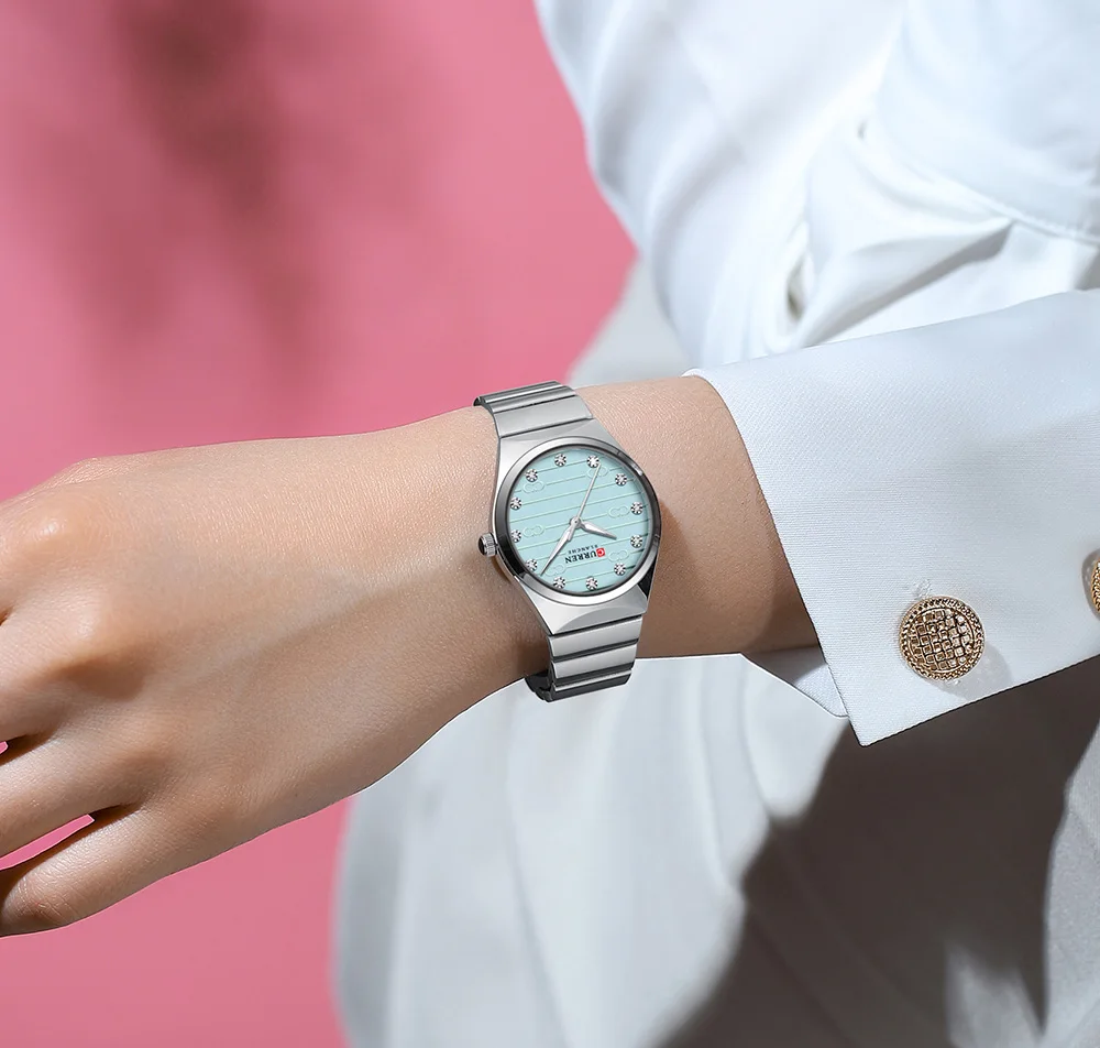 CURREN 9110 Luxury Stainless Steel Watches Female Classic Round Dial Quartz Watch Women Business Wristwatches Wrist Watch