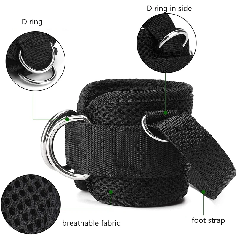 Padded D-Ring Adjustable Mesh Fabric Black Foot Ankle Strap for
