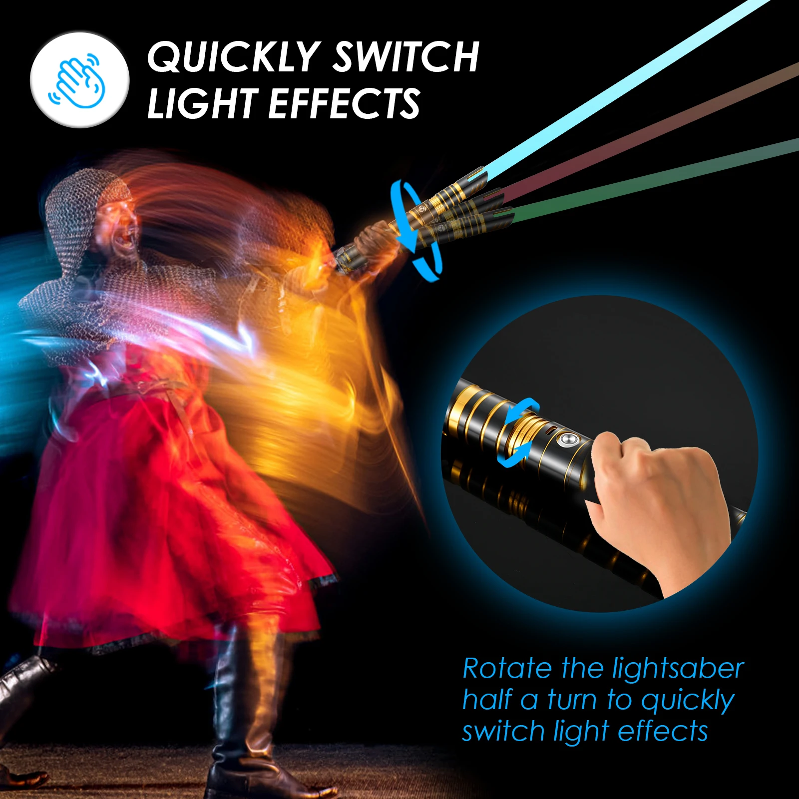 ライトセーバー Lischwert FXライトセーバー、RGB 18/28色メタルヒルトライト