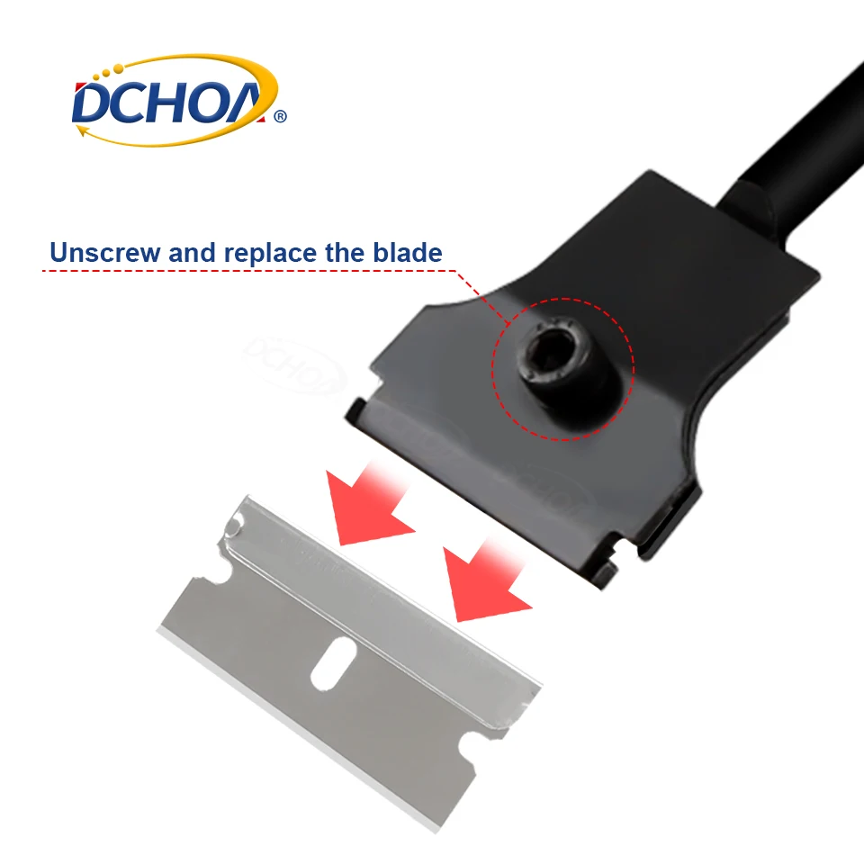 DCHOA Glass Cleaning Tool Sticker Removal Scraper Replaceable Blade Long Handle Razor Scraper
