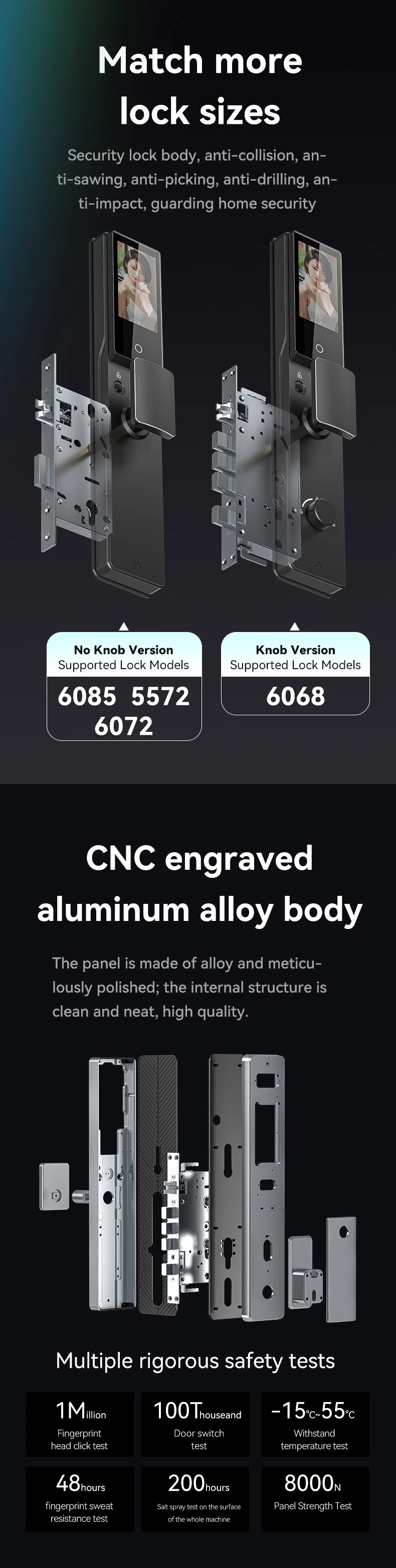 CNC carved facial recognition lock latest technology intelligent door lock