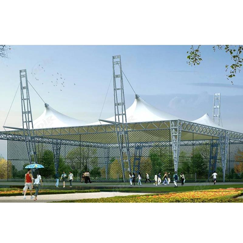 Prefabricated Steel Structures Tensile Architecture PVDF Fabric Membrane Structure for Paddle Tennis Court Roof  Football Tents