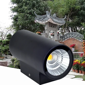 LED outdoor wall lamp dual head up and down waterproof courtyard light COB circular aluminum terrace villa garden