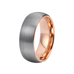 8mm Classic Wedding Ring Jewelry Men's Engrave Custom Stainless Steel Two Tone Brushed Titanium Ring