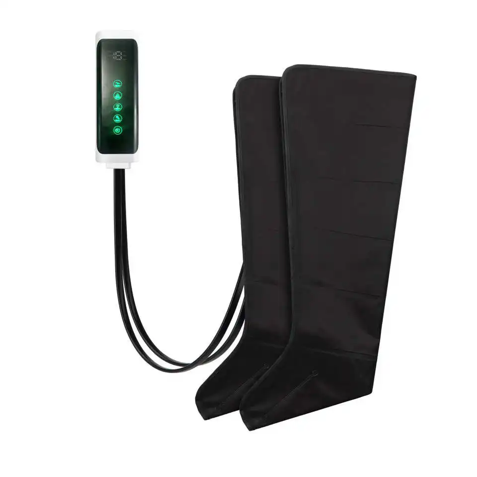 Air Leg Compression Boots Nylon Material Three Gear 15min Timing Athlete Muscle Soreness Pain Relief Compression Massager Black