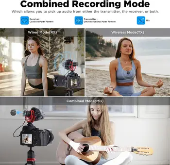 BOYA BY-MM1W 2 Channel Shotgun Lapel Wireless Mic Lavalier Microphone for Camera PC on Camera iPhone DSLR YouTube Recording detail image