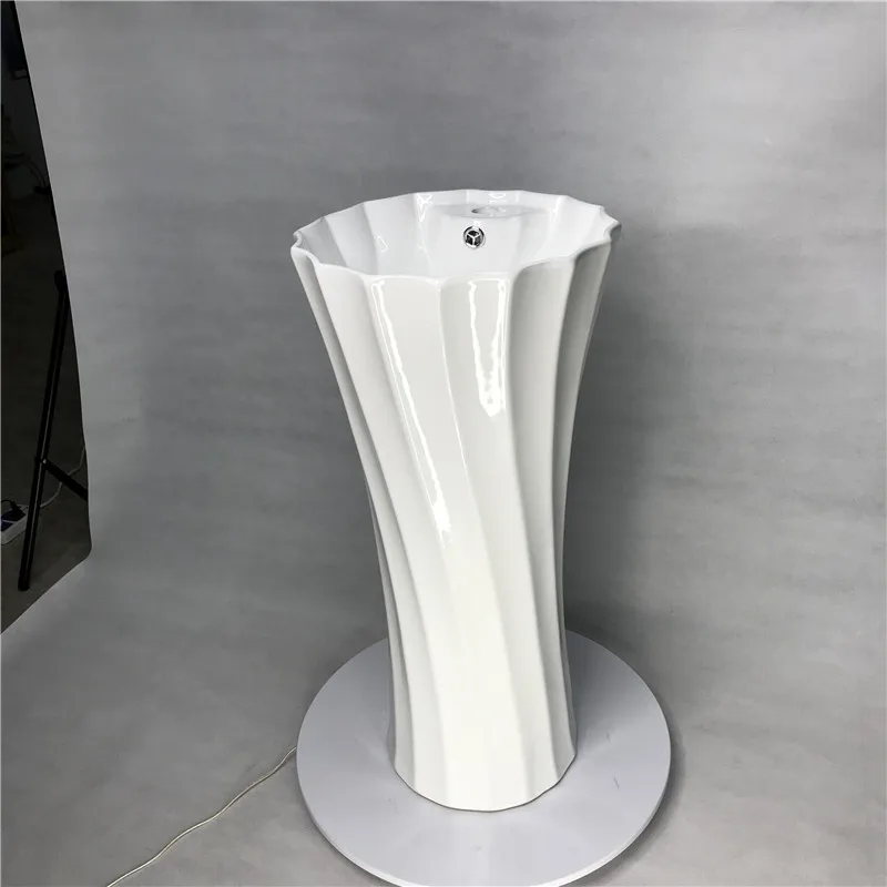 New Design Pedestal Sink Modern Hotel Sanitary Ware Bathroom Ceramic Round Hand Wash Basin Ceramic Pedestal Basin