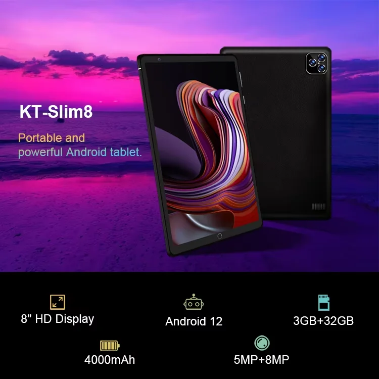KINGTOP 8-Inch Android 12.0 Tablet with Dual SIM Slots 3GB RAM 32GB ROM Octa Core Processor IPS 4G Phone Calling for Kids