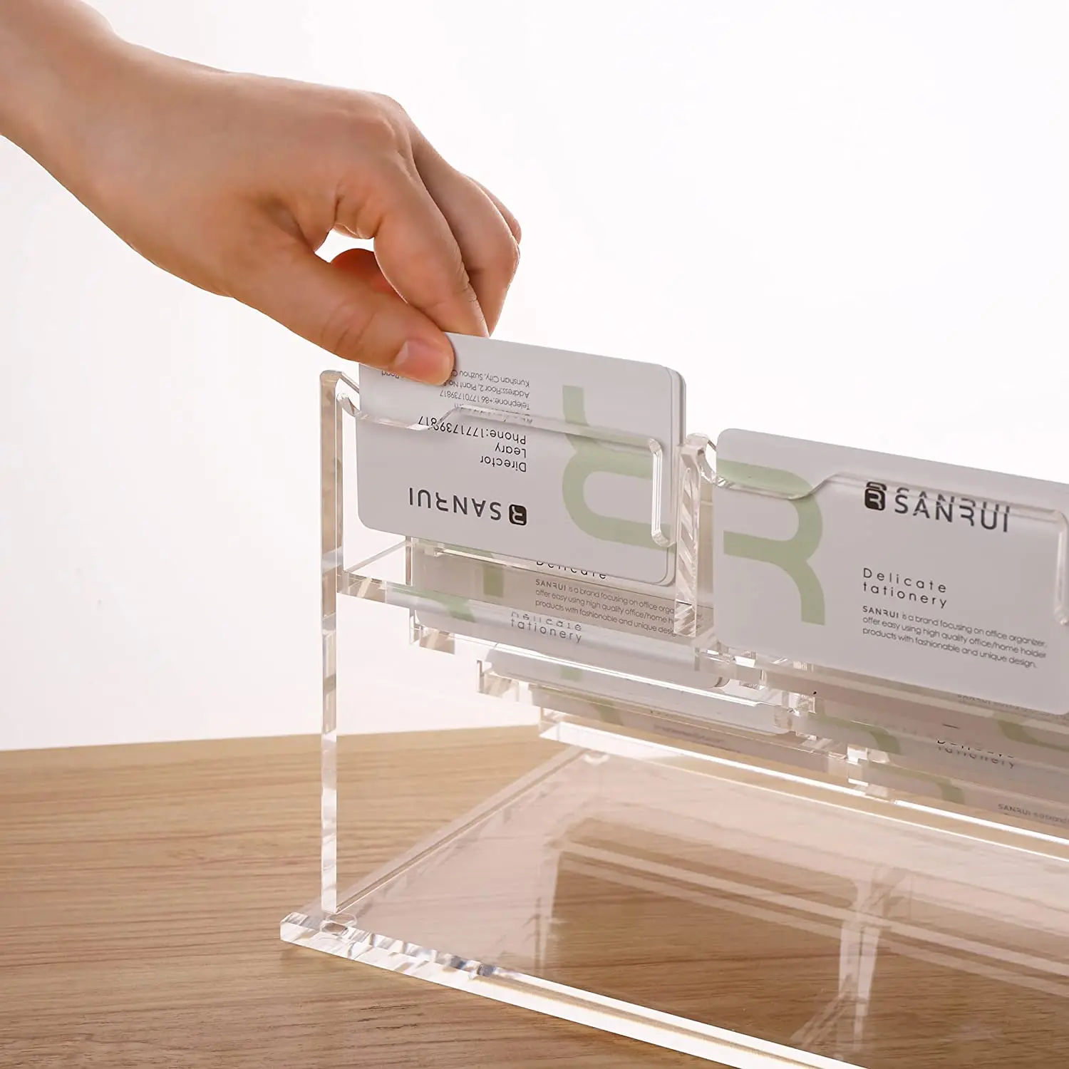Portabiglietti Da Visita Acrilico Trasparente - 4 Pezzi, Per Ufficio, Ristoranti, Reception, 9x6,5x5cm