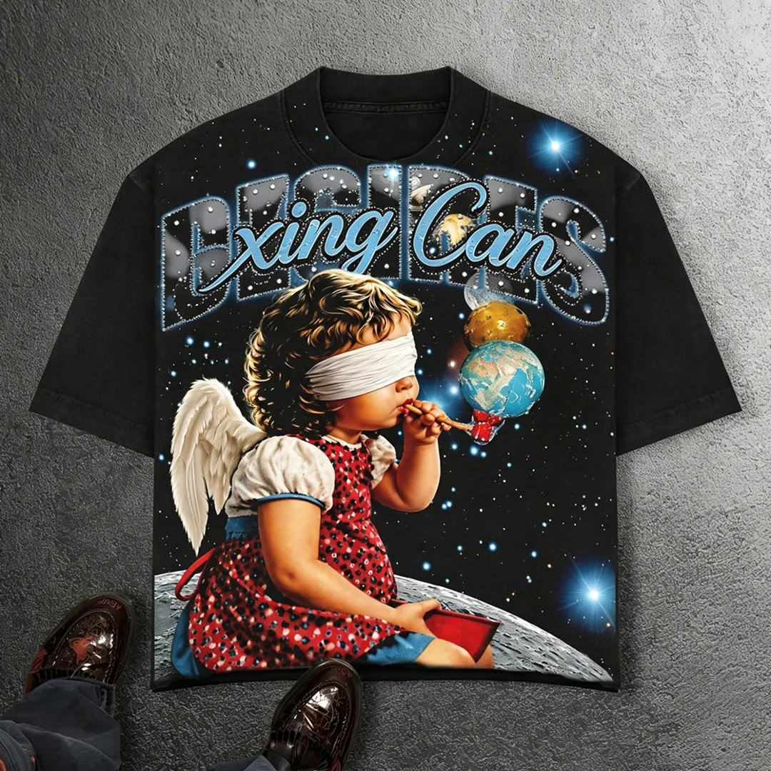 Niesterowna odzież uliczna z organicznej bawełny, T-shirt z cyfrowym nadrukiem DTG, luźny model oversize z nadrukiem sitodrukowym i sublimacyjnym, prostokątny krój, 100% czysta bawełna peletonowa dla mężczyzn
