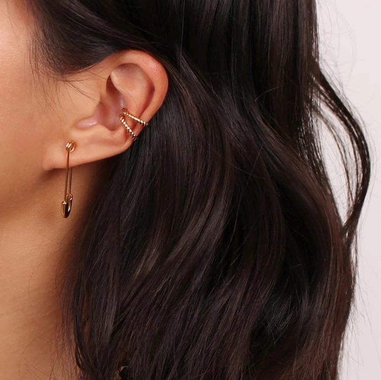 Safety Pin Hoop Hypoallergenic Earrings | Rowan Gold | Rowan Hypoallergenic Jewelry