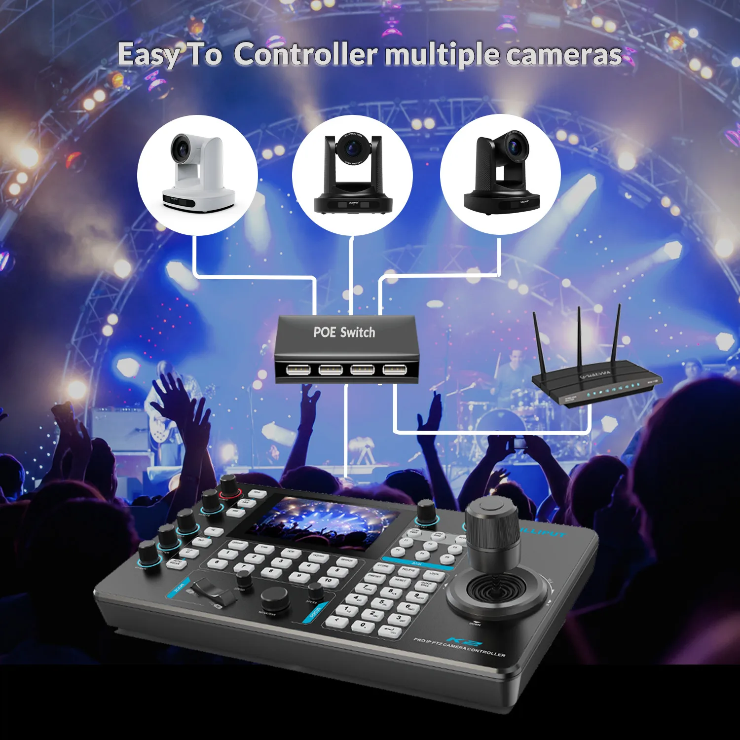 LILLIPUT 5" Touch Screen PTZ Camera Controller with 4D Joystick and Keyboard Support Preview Camera