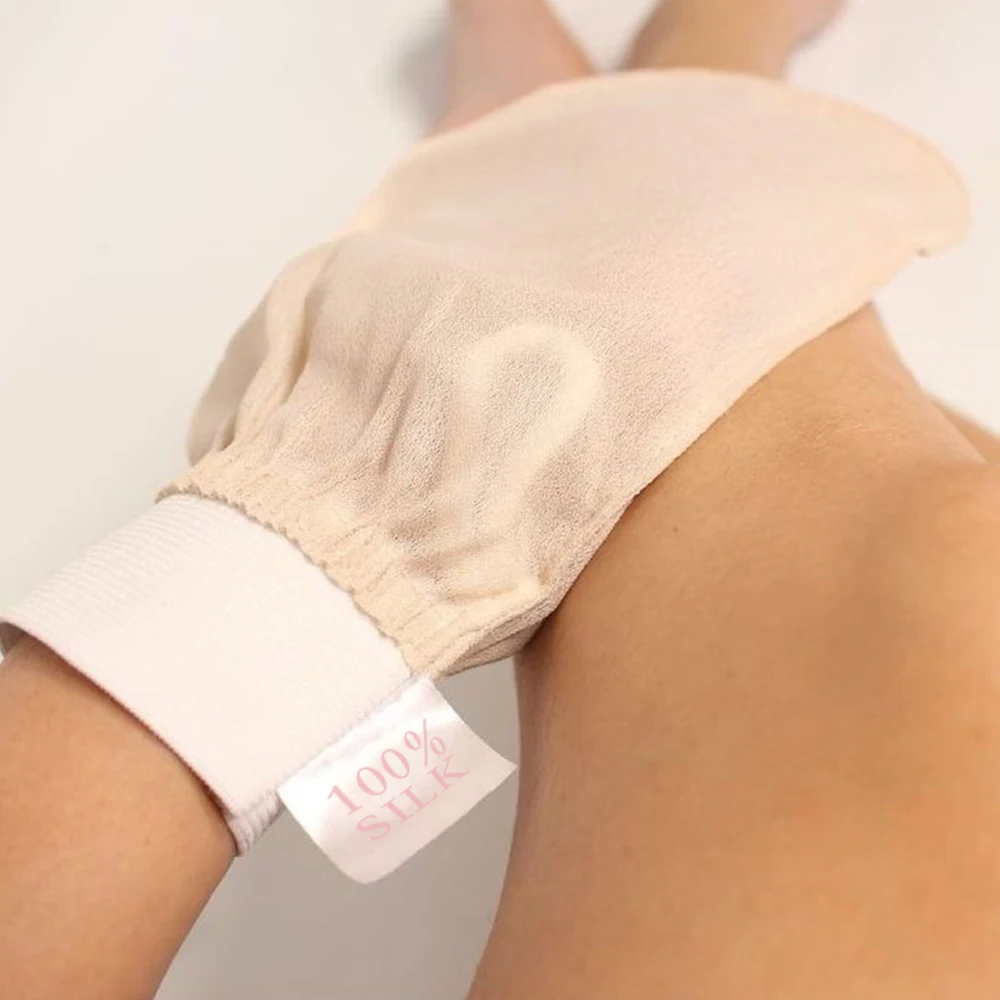 100 Raw Silk Face Mitt Exfoliating Silk Glove Pure Silk Bath Glove For