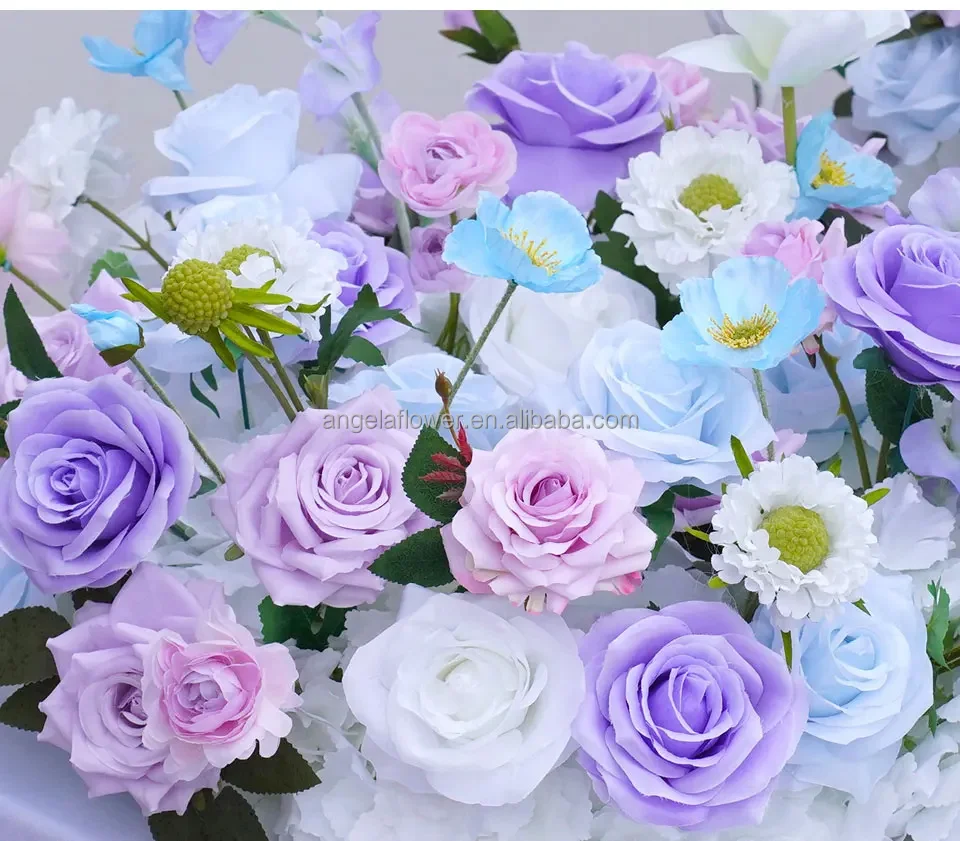 Purple Blue Rose Delphinium Hang Flower Row Wreath Decor Wedding 