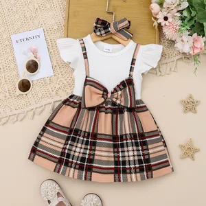 Baby Girls Casual Princess Print Bow A-Line Mini Dress Summer Short Sleeve Party Wear for Kids
