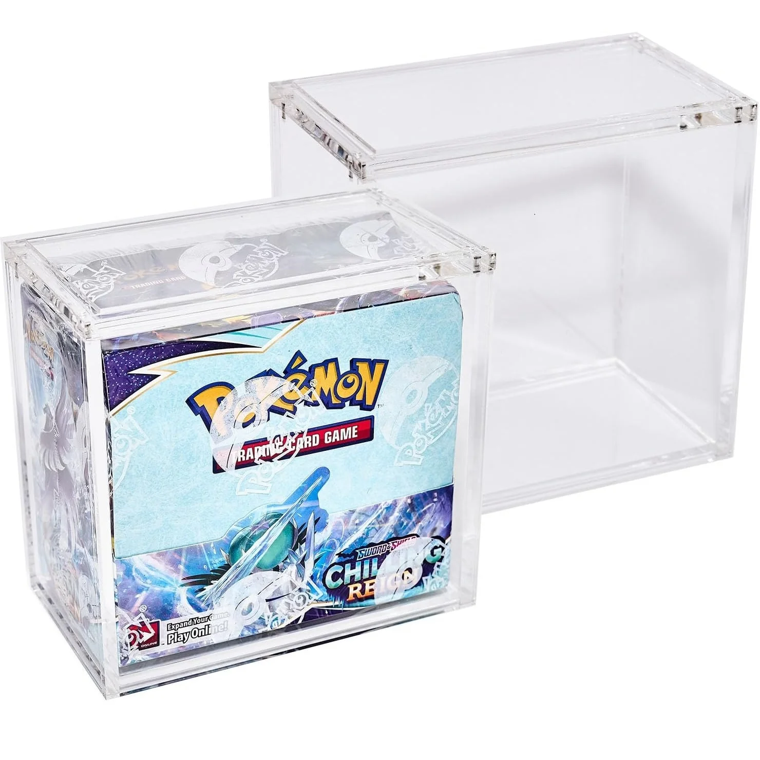 Customized Clear Acrylic Display Case for Booster Box with 5+8mm 99% UV Protected remium Acrylic & 8 Magnetic on the Top for Living Room Desktop