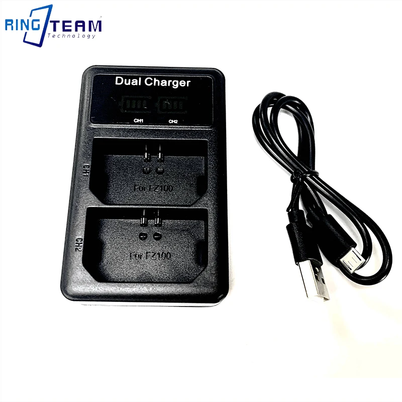 Dual USB LCD Charger for NP-FZ100 FZ100 Battery Fits Sony ILCE-9 ILCE Alpha 9 A9 Alpha 7M3 A7M3 ILC-7R3 A7RIII Digital Cameras