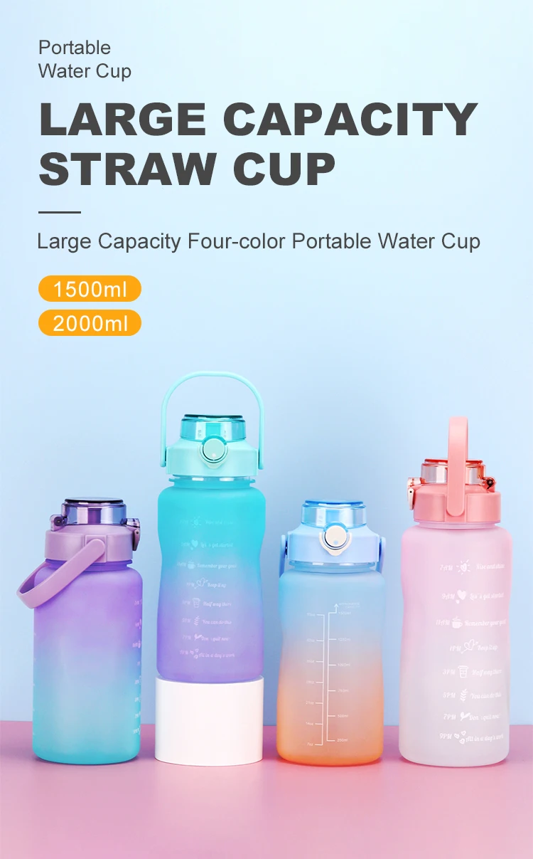 Hot Sale 1500ml Water Bottle Progressive Color Motion Scrub Large ...