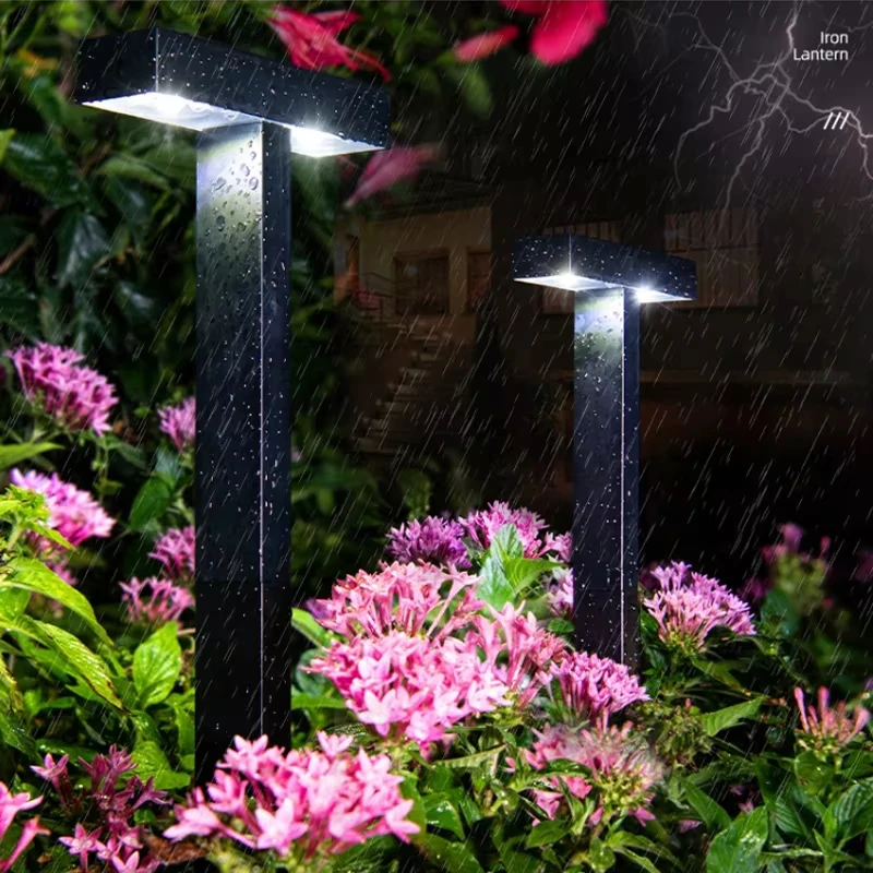 product modern design nordic style waterproof black led solar garden light 1000mah battery powered solar pathway lights for patio-45