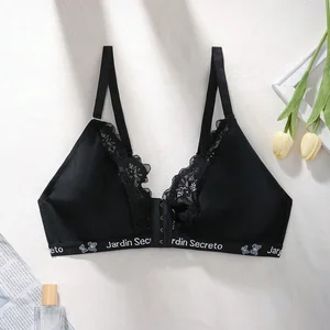 Highly Durable Women Sexy Front Closure Lace Decoration Big Size Bras Without Wires