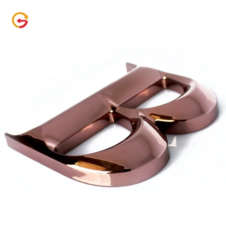 Custom made Outdoor rose gold color metal letters, rose gold stainless steel  logo signs, satin chrom finish gold color letter