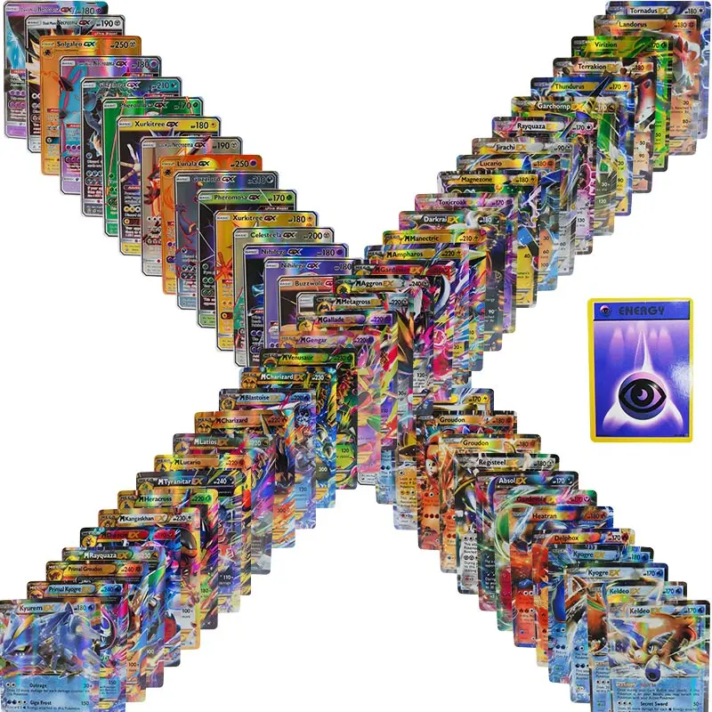 1 Energy 100 Poke Cards TCG Style Card Holo EX Full Art : 20 GX 20 Mega 59 EX Arts 