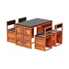 Orange table and four-chair set-leather
