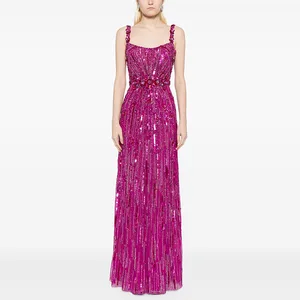 2025 New Arrival Fashion Temperament Elegant Party  Dresses Heavy Industry Beading Sequin Mesh Long Dress
