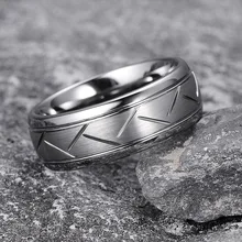 Tungsten Carbide Ring 8mm Domed Style Herringbone Groove Mmiddle Pull Yarn Matte Center with Interlaced Cuts Fashion Rings Gift