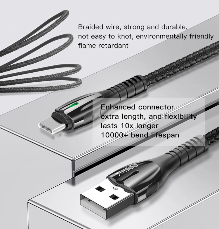 Прямая поставка нейлоновый Плетеный Usb-кабель из цинкового сплава кабель для зарядки и передачи данных Usb-C кабель