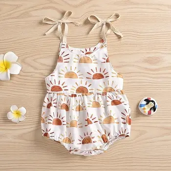 Infant Newborn girls floral romper Children's skinny strap romper shorts Toddler summer ensemble