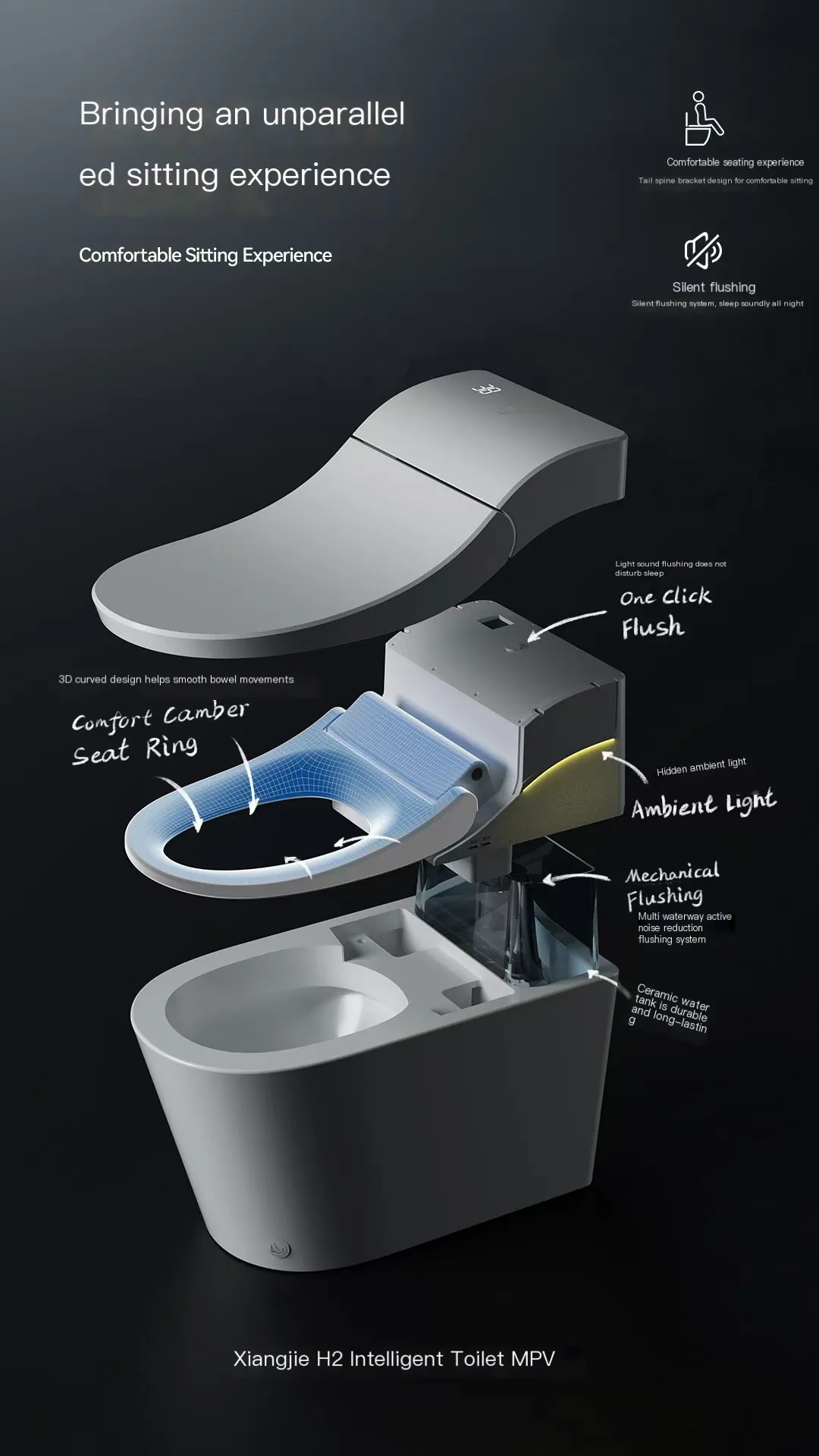 product customizable colors ceramic automatic electronic bidet bathroom wc intelligent toilet automatic smart toilet with night light-10
