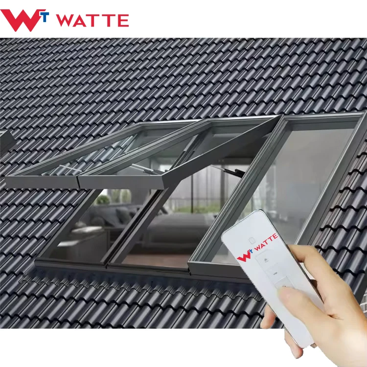 Electric Rooflight Windows Attic Room Balcony Smart Motorized Open Roof Glass Window Rooflight With Inside Blinds