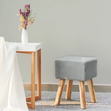 Living Room Furniture Chairs Ottoman Round Stool Wood Legs Foot Rest Stool Knitted Pouf Stool
