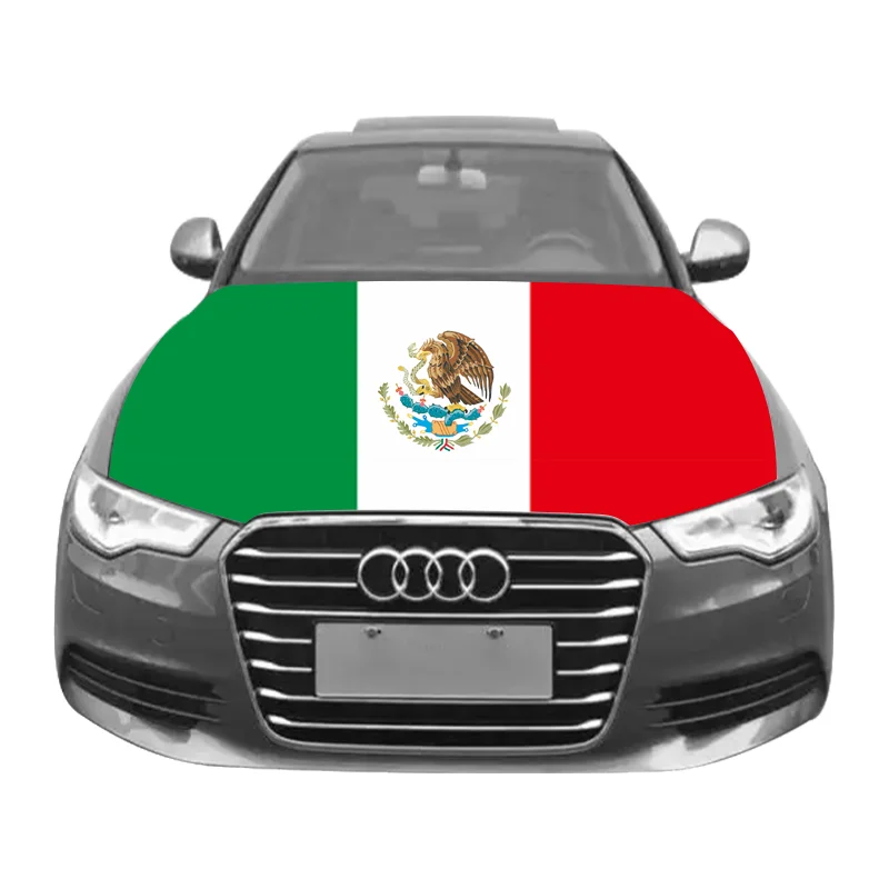 Custom Design Logo Slip-on Washable Elastic Waterproof Fabric Mexico Cloth Palestine Nation Flag Car Hood Flag