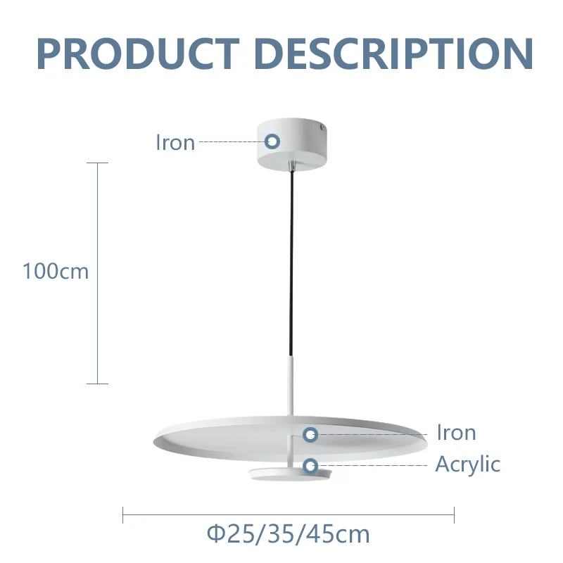 Romantic Modern up and Down Light Ceiling Light Pendant Light Diffuse Reflection Dimming Aluminum up Frosted White LED Acrylic