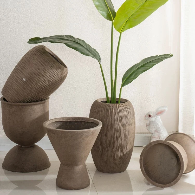 Nordic Style Home Decoration Fiber Clay Pots Custom Indoor Outdoor Decor Ceramic Floor Vases for Flower
