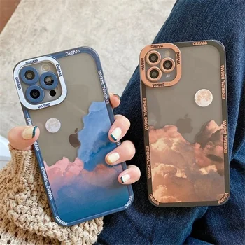 Retro Moon night Late cloud Phone Case For iPhone 13 Pro 11 12Pro Max XR XS Max 7 8 Plus Lens Protection Shockproof phone Cover