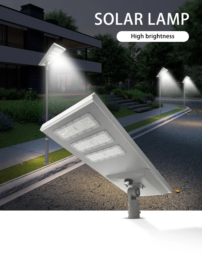30W 60W 80W 100W Aluminum Alloy Integrated Solar Street Light IP66 150-160LM/W SMD3030