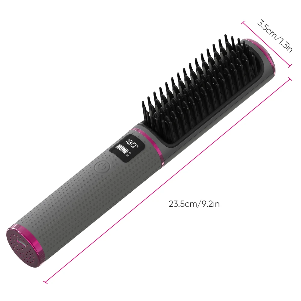 Usb Wireless Hair Straightener Comb Matte Black Hair Straightener Brush