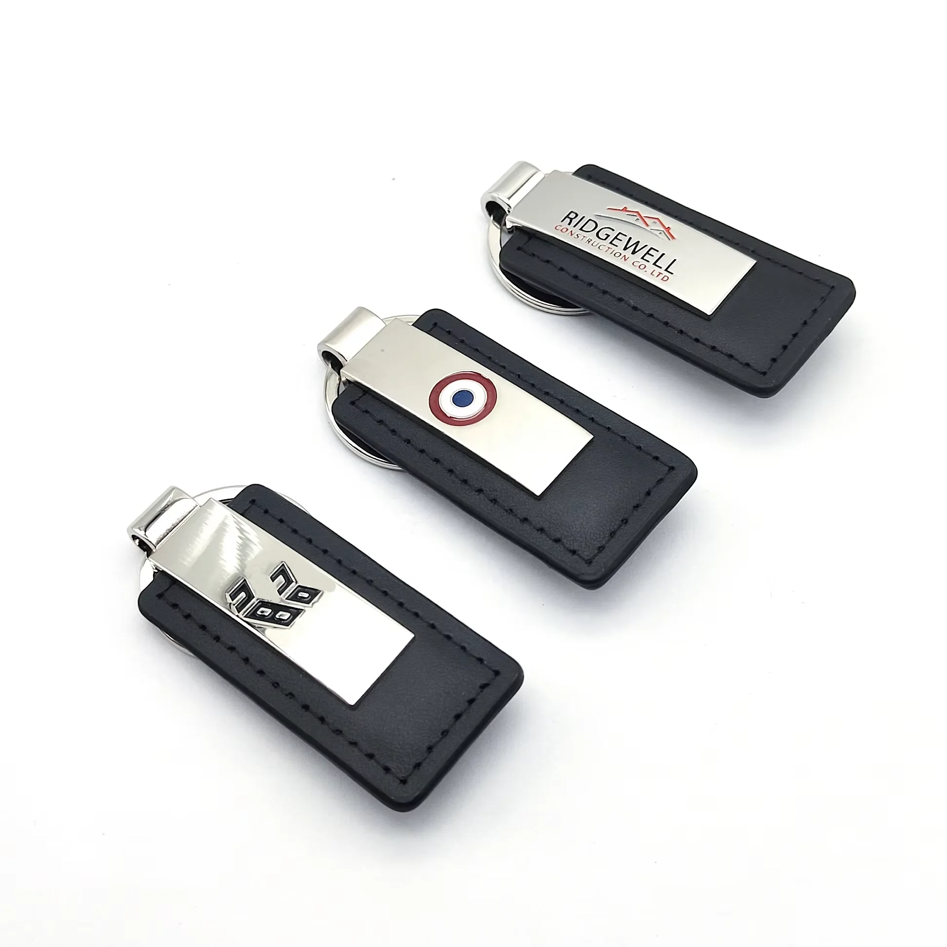 Custom Logo Metal Car Key Tag Leather Chain Key Ring Keyring Laser LOGO Pu Leather Keychains Llavero Personalizado