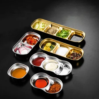 Custom Korean Food Plates Dinner Plates Tray Kitchen Plates Food Lunch Dish 201 Stainless Steel Sauce Dish