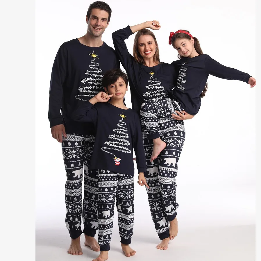 Wholesale Christmas Pajamas Xmas Unisex Winter Long Sleeve Cotton Family Christmas Pajamas